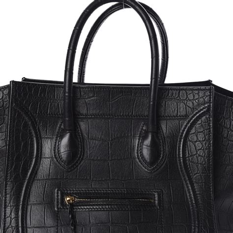 CELINE Crocodile Embossed Calfskin Medium Phantom